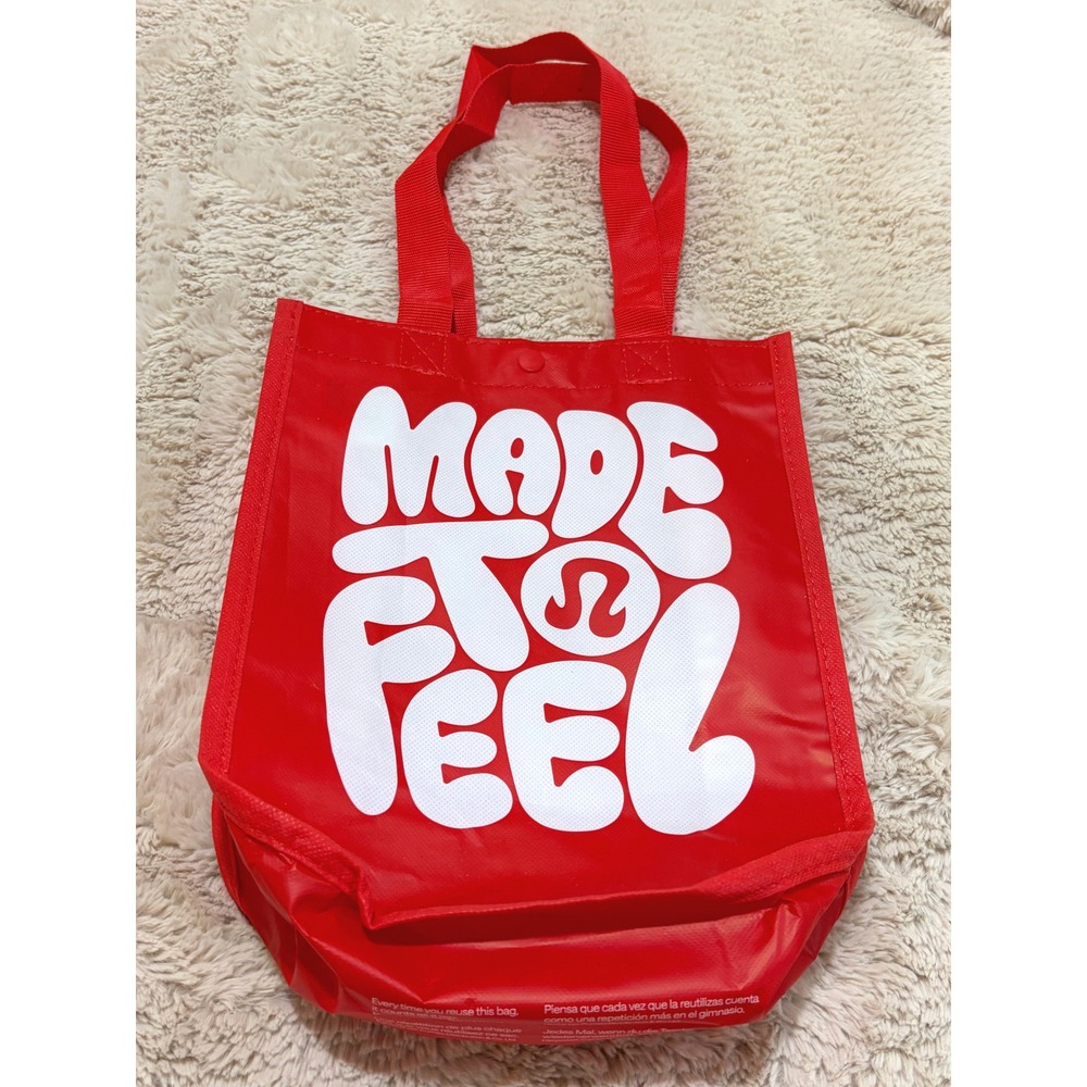 Lululemon Red Made To Feel Shopping Tote Bag, Athleisure Gym Shoe Lunch Bag